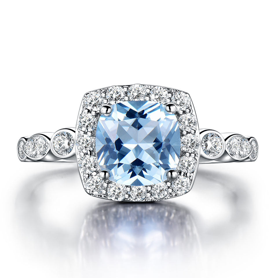 Pure Silver Ring Blue Topaz Ring - Málle
