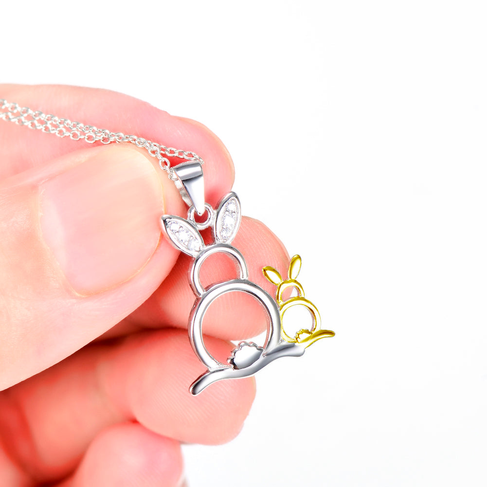 Cute Golden&Silver Rabbits Pendant 925 Silver Necklace - Málle