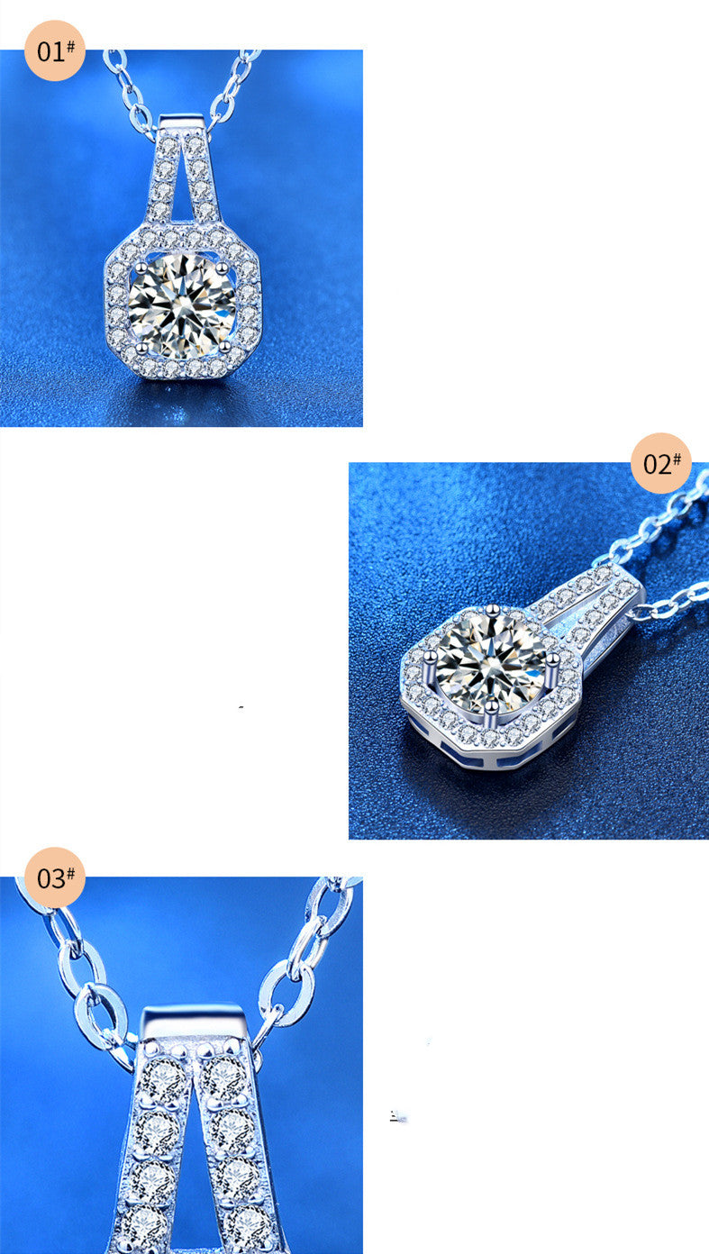 Women's 925 Sterling Silver Moissanite Princess Bag Necklace