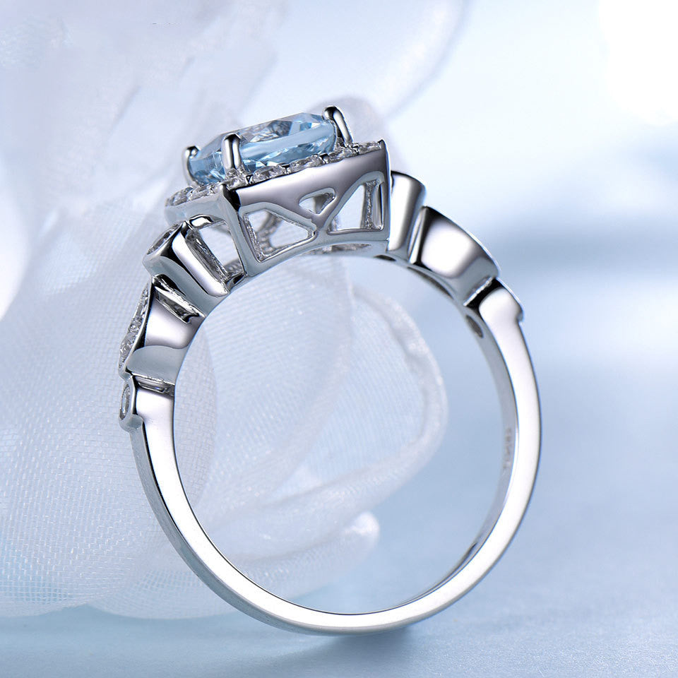 Pure Silver Ring Blue Topaz Ring - Málle