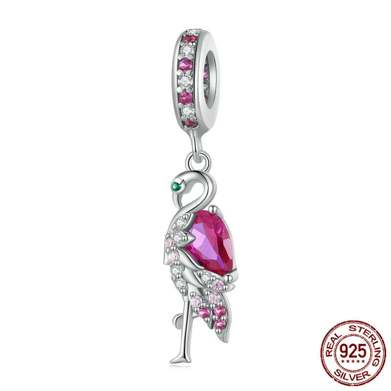 S925 Cute Flamingo DIY Loose Bead Jewelry Beads