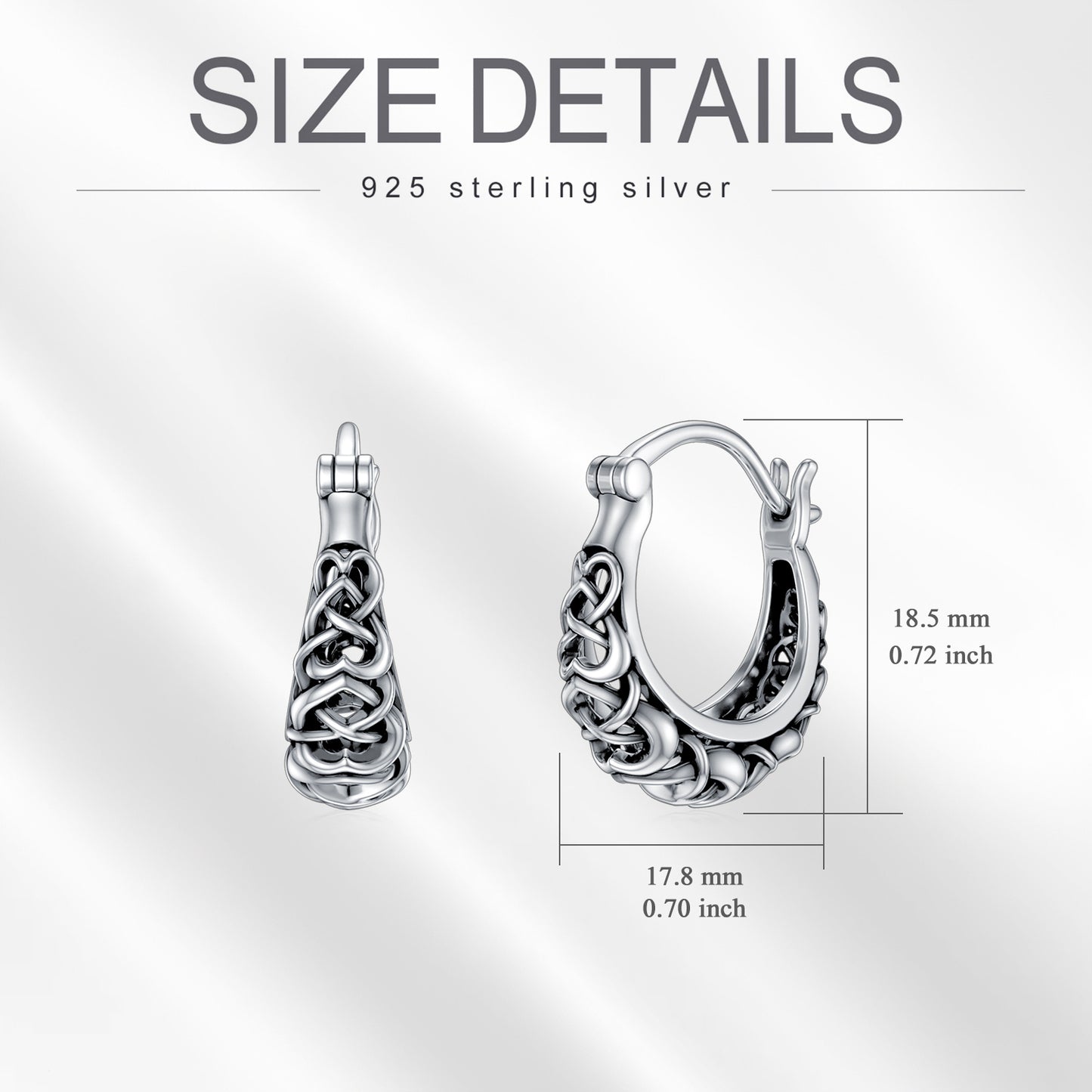 925 Sterling Silver Celtic Knot Vintage Hoop Earrings