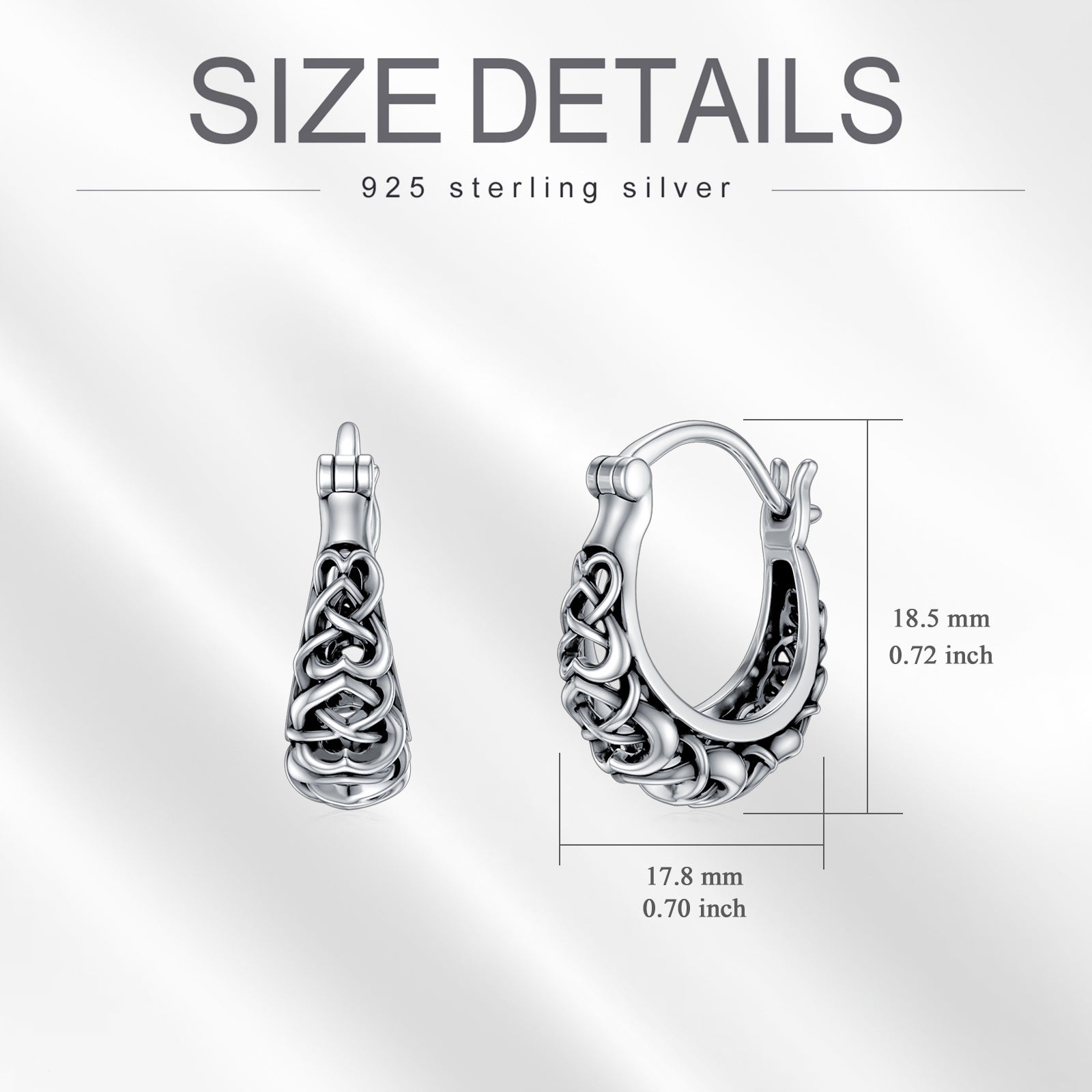 925 Sterling Silver Celtic Knot Vintage Hoop Earrings - Málle