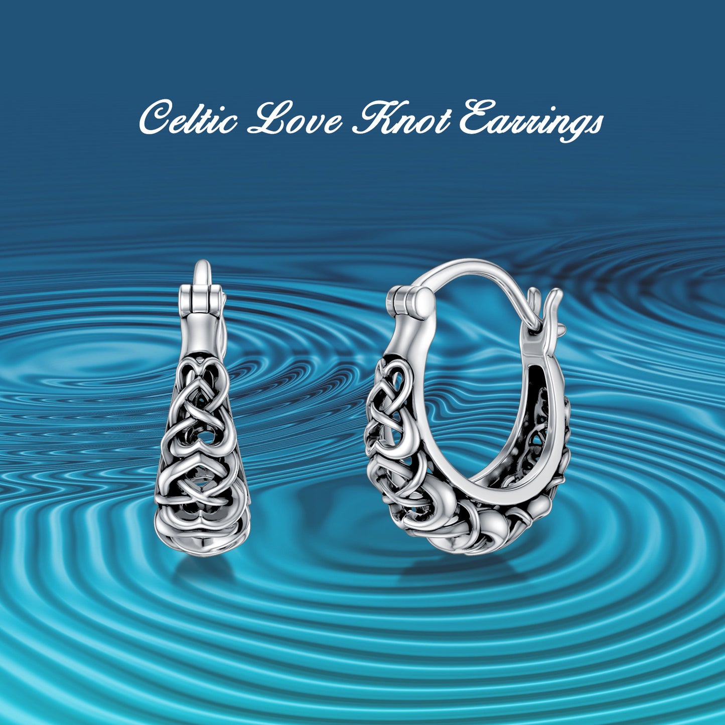 925 Sterling Silver Celtic Knot Vintage Hoop Earrings