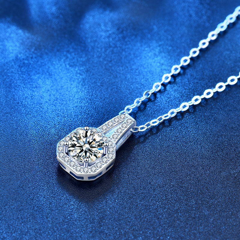 Women's 925 Sterling Silver Moissanite Princess Bag Necklace - Málle