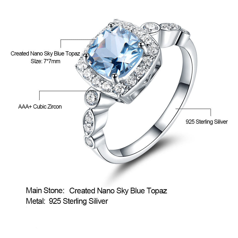 Pure Silver Ring Blue Topaz Ring - Málle