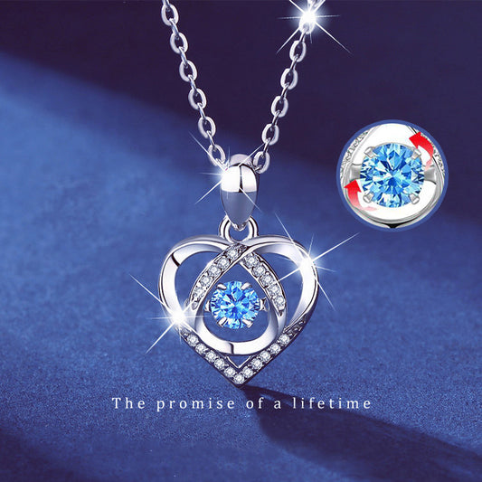 S925 Beating Heart-shaped Necklace Women Luxury Love Rhinestones Necklace Jewelry Gift For Valentine's Day - Málle