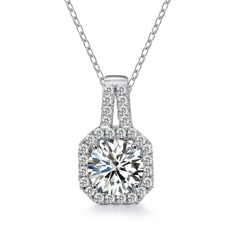 Women's 925 Sterling Silver Moissanite Princess Bag Necklace - Málle