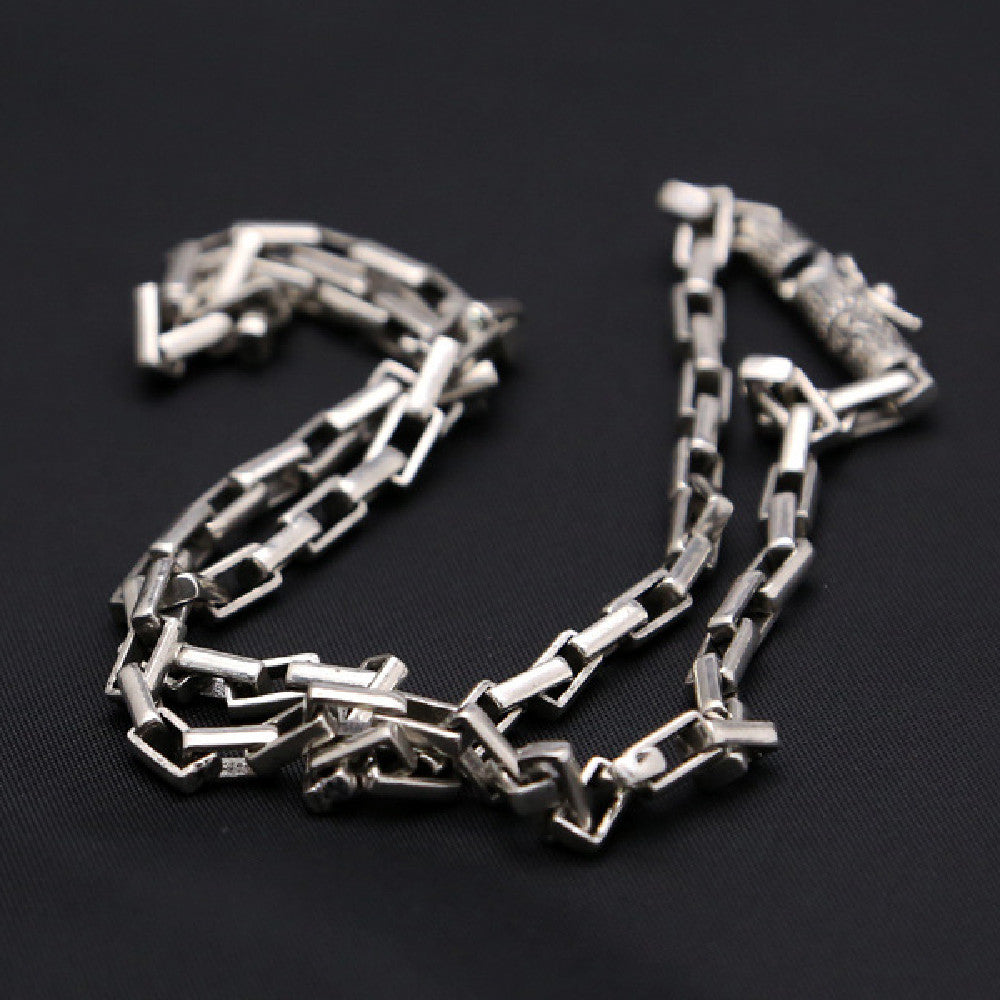 Pure Thai Silver Checkered Necklace - Málle