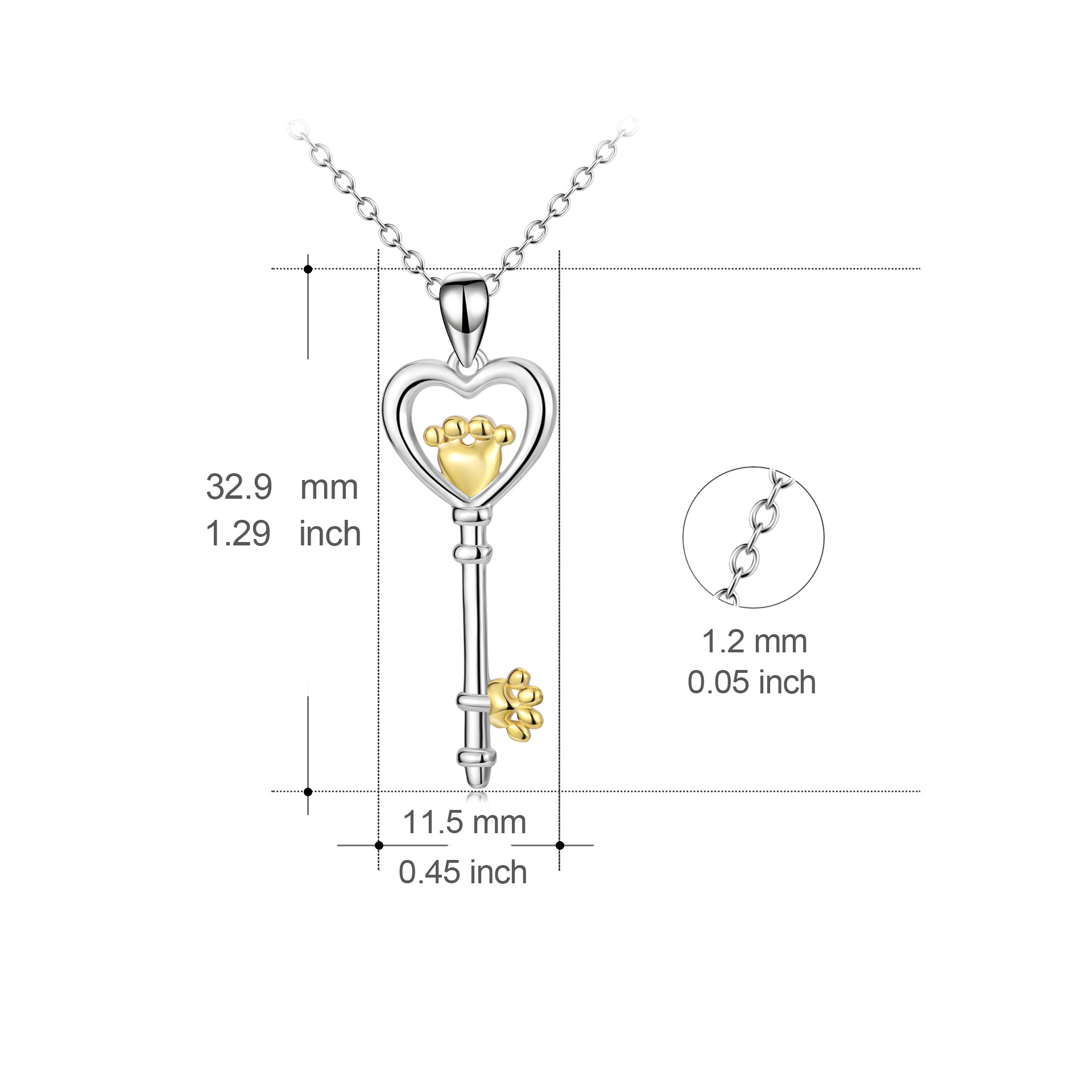 Key Pendant 925 Silver Necklace - Málle