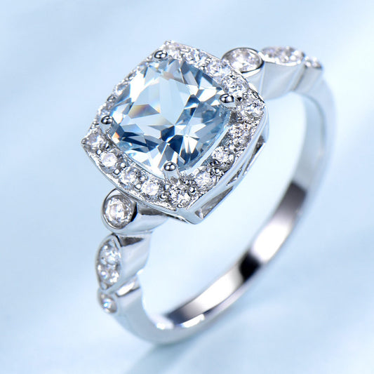 Pure Silver Ring Blue Topaz Ring - Málle