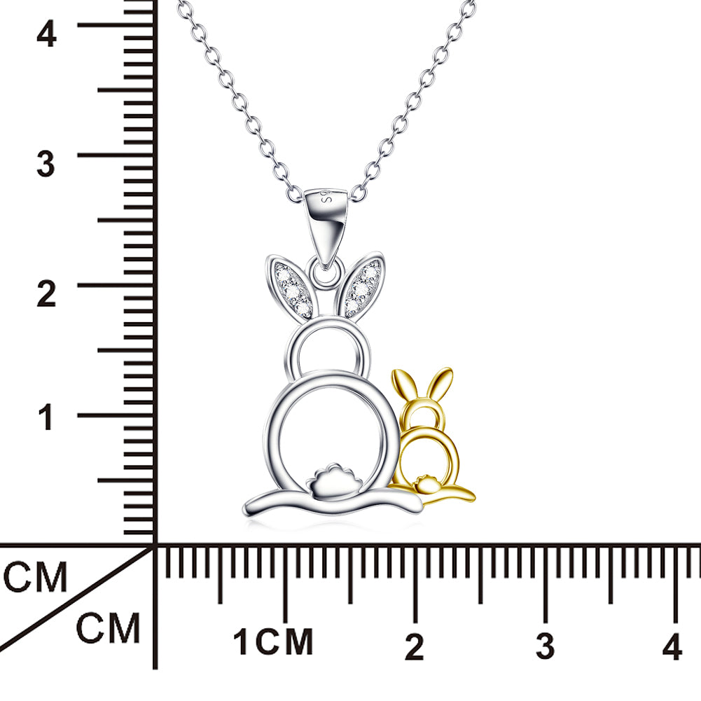 Cute Golden&Silver Rabbits Pendant 925 Silver Necklace - Málle
