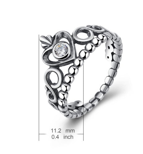 925 Sterling Silver Crown Ring - Málle