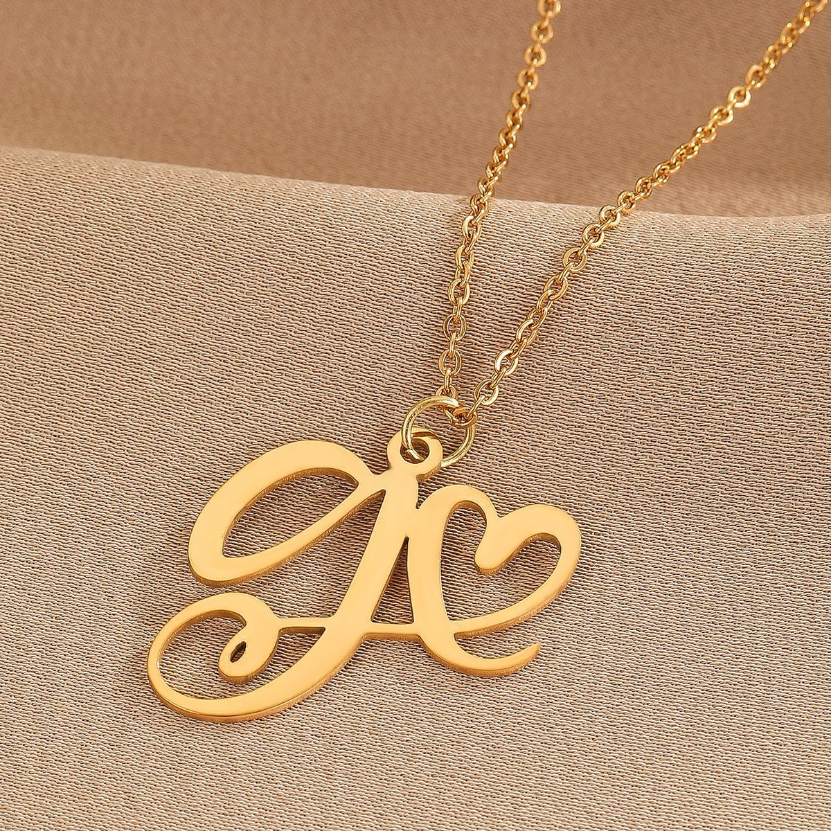 316L Stainless Steel Necklace A-Z 26 Letters Initial Pendant Necklace - Málle
