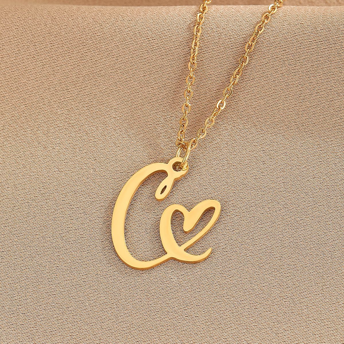 316L Stainless Steel Necklace A-Z 26 Letters Initial Pendant Necklace - Málle