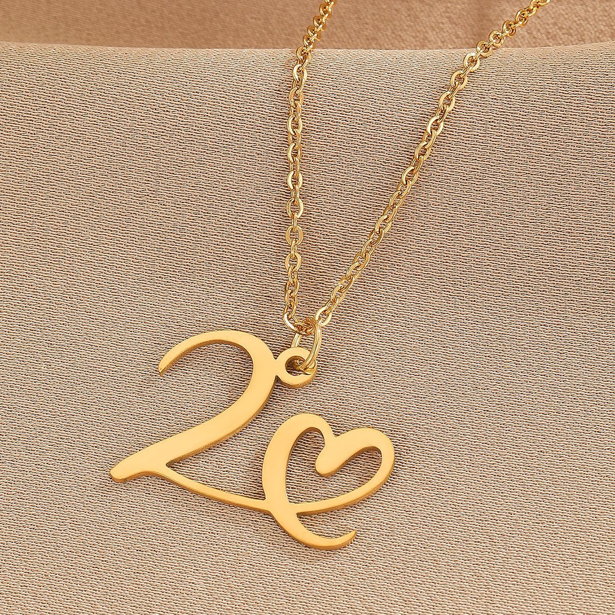 316L Stainless Steel Necklace A-Z 26 Letters Initial Pendant Necklace - Málle