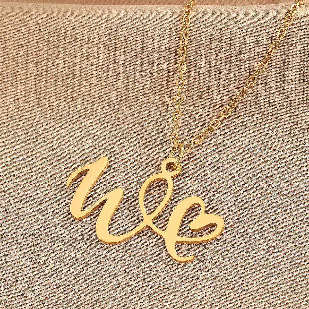 316L Stainless Steel Necklace A-Z 26 Letters Initial Pendant Necklace - Málle