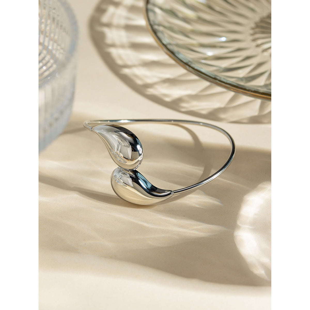 Fashion Jewelry Minar Hip Hop Metallic Irregular Water Drop Twist Adjustable Bangles For Women Titanium Steel 18K Gold PVD Plated Cuff Bracelet - Málle