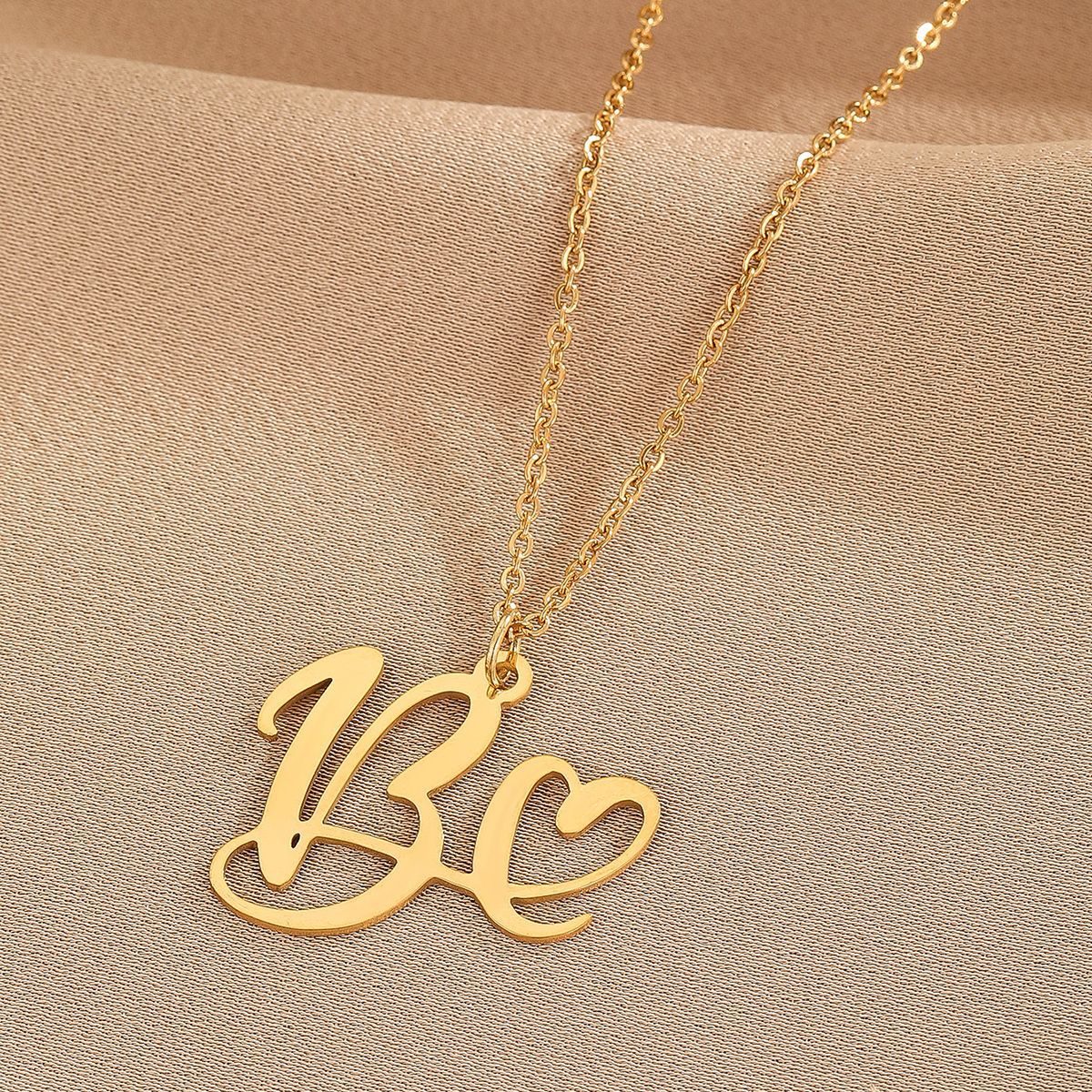 316L Stainless Steel Necklace A-Z 26 Letters Initial Pendant Necklace - Málle