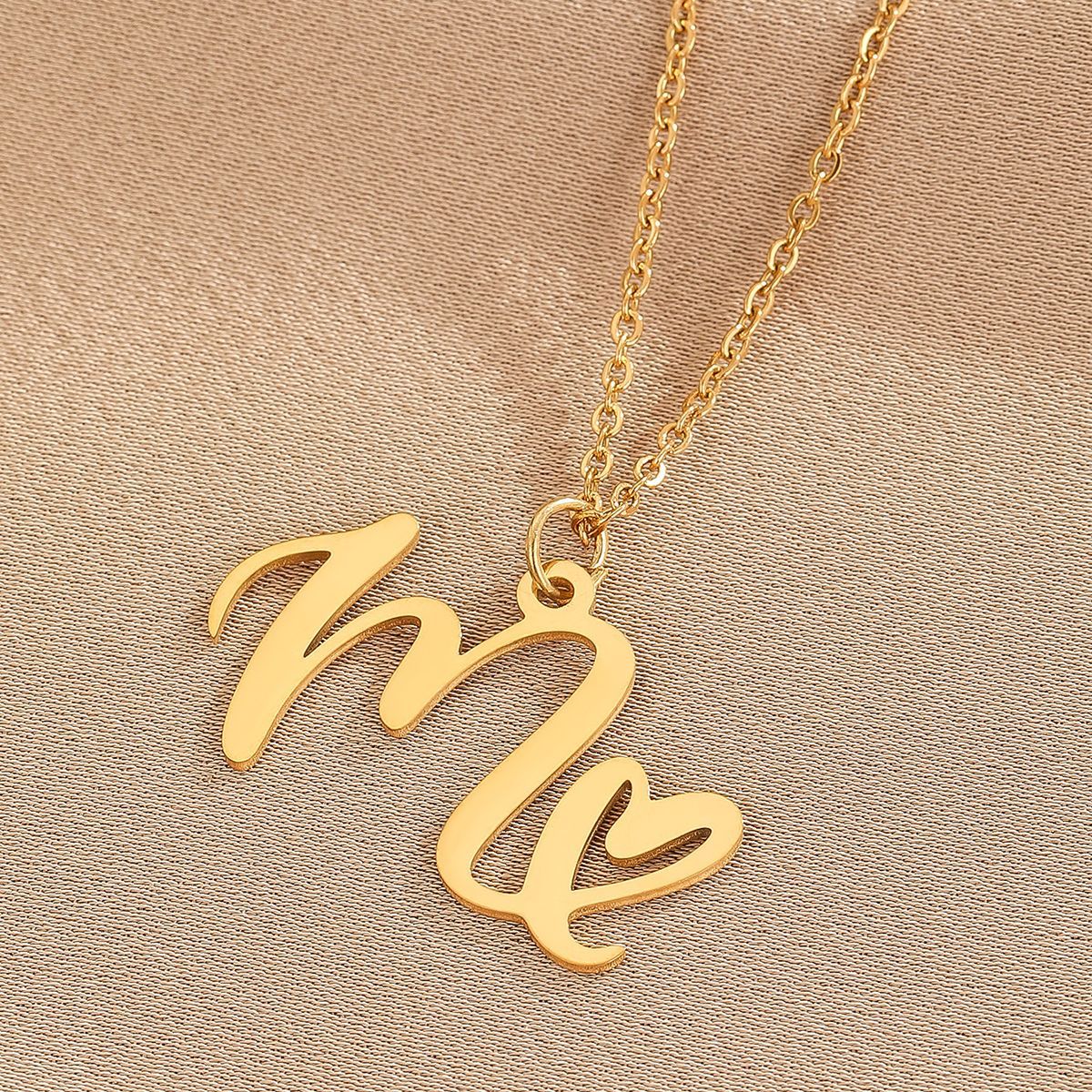 316L Stainless Steel Necklace A-Z 26 Letters Initial Pendant Necklace - Málle