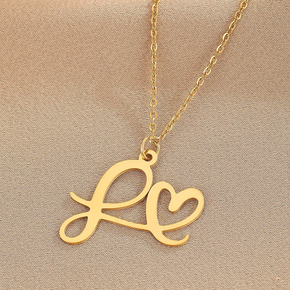 316L Stainless Steel Necklace A-Z 26 Letters Initial Pendant Necklace