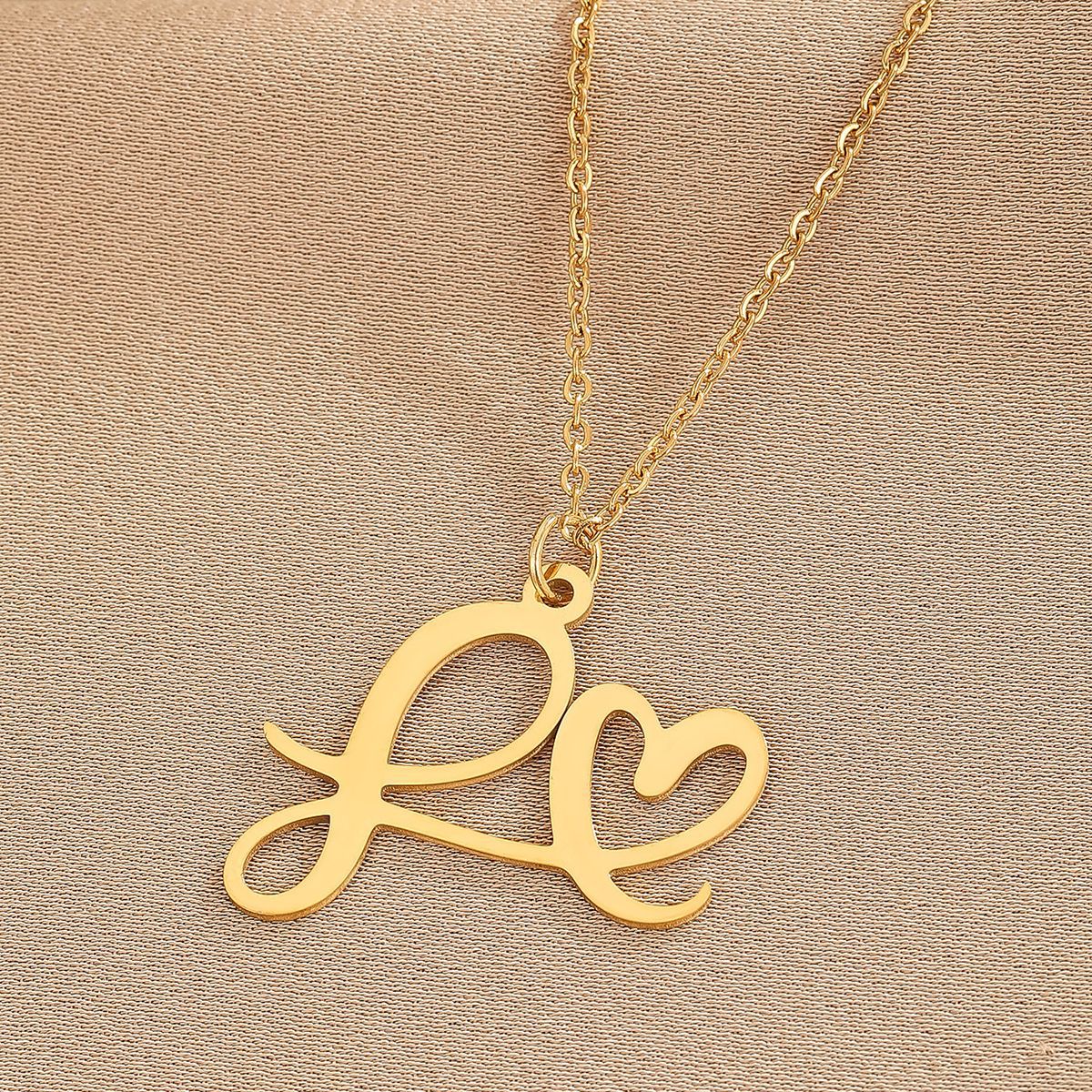 316L Stainless Steel Necklace A-Z 26 Letters Initial Pendant Necklace - Málle