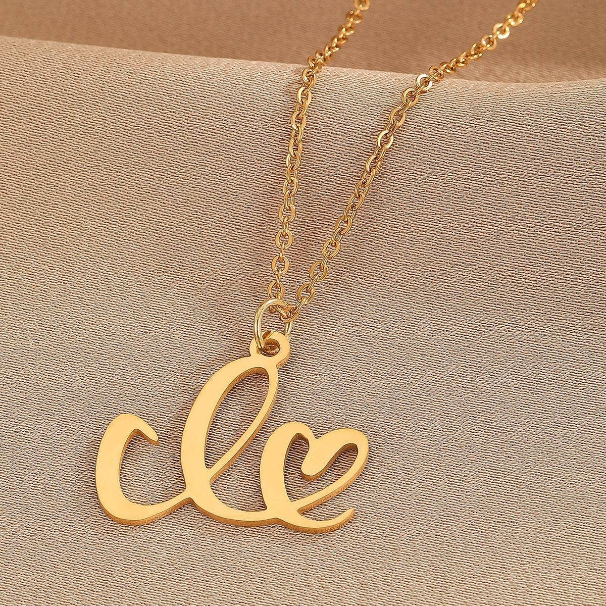316L Stainless Steel Necklace A-Z 26 Letters Initial Pendant Necklace - Málle