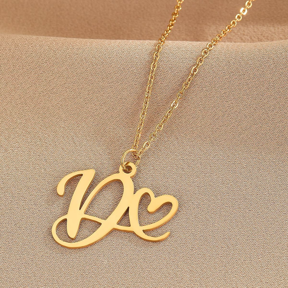 316L Stainless Steel Necklace A-Z 26 Letters Initial Pendant Necklace