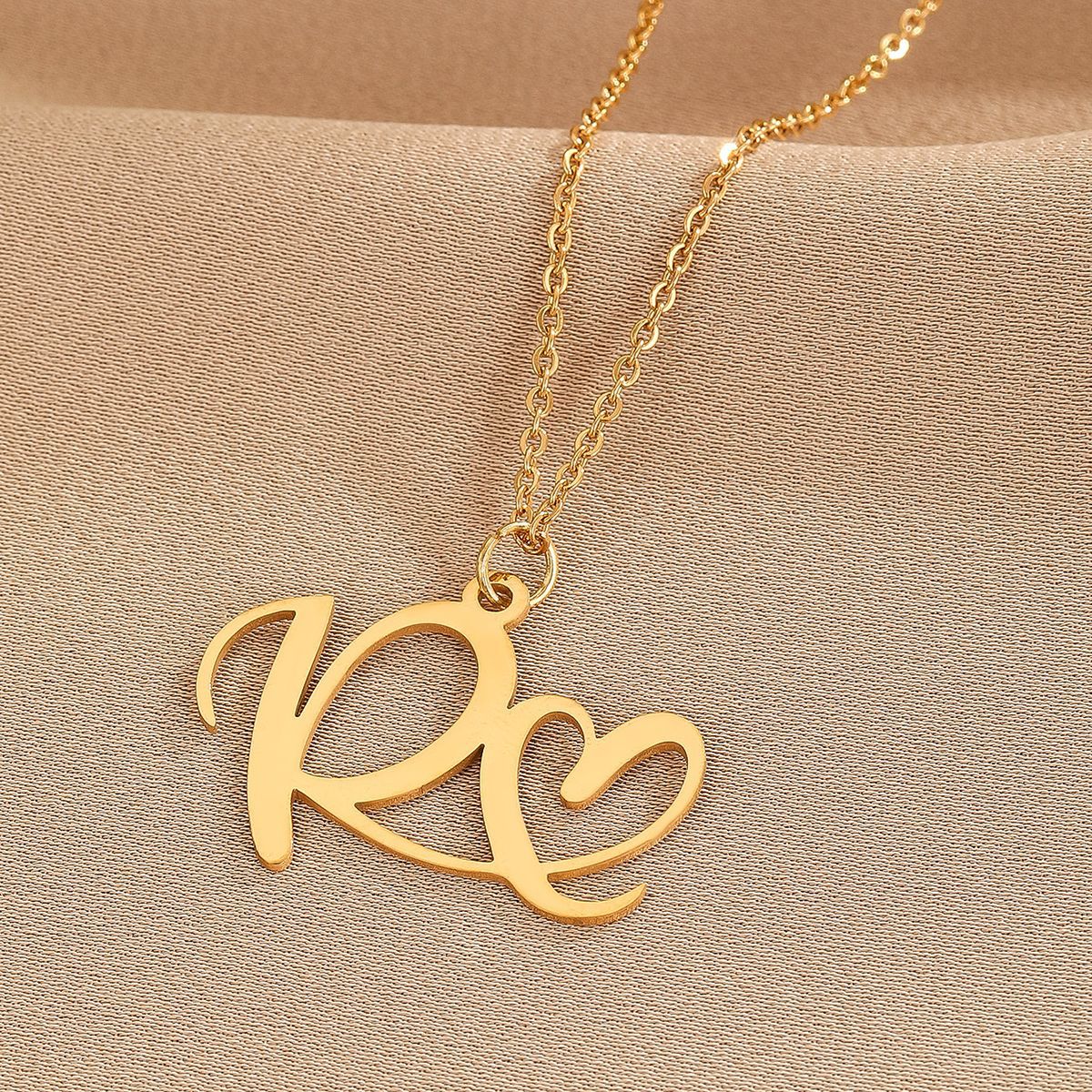 316L Stainless Steel Necklace A-Z 26 Letters Initial Pendant Necklace - Málle