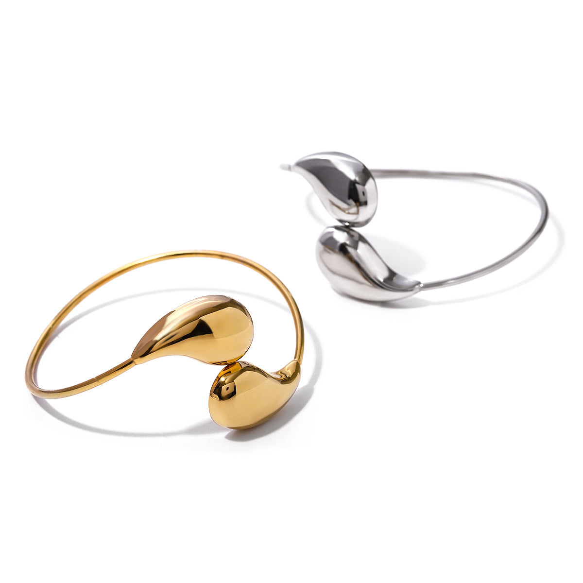 Fashion Jewelry Minar Hip Hop Metallic Irregular Water Drop Twist Adjustable Bangles For Women Titanium Steel 18K Gold PVD Plated Cuff Bracelet - Málle