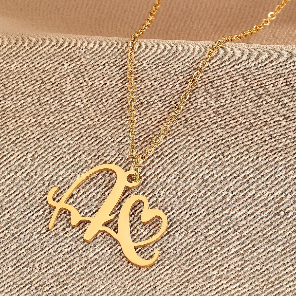 316L Stainless Steel Necklace A-Z 26 Letters Initial Pendant Necklace - Málle