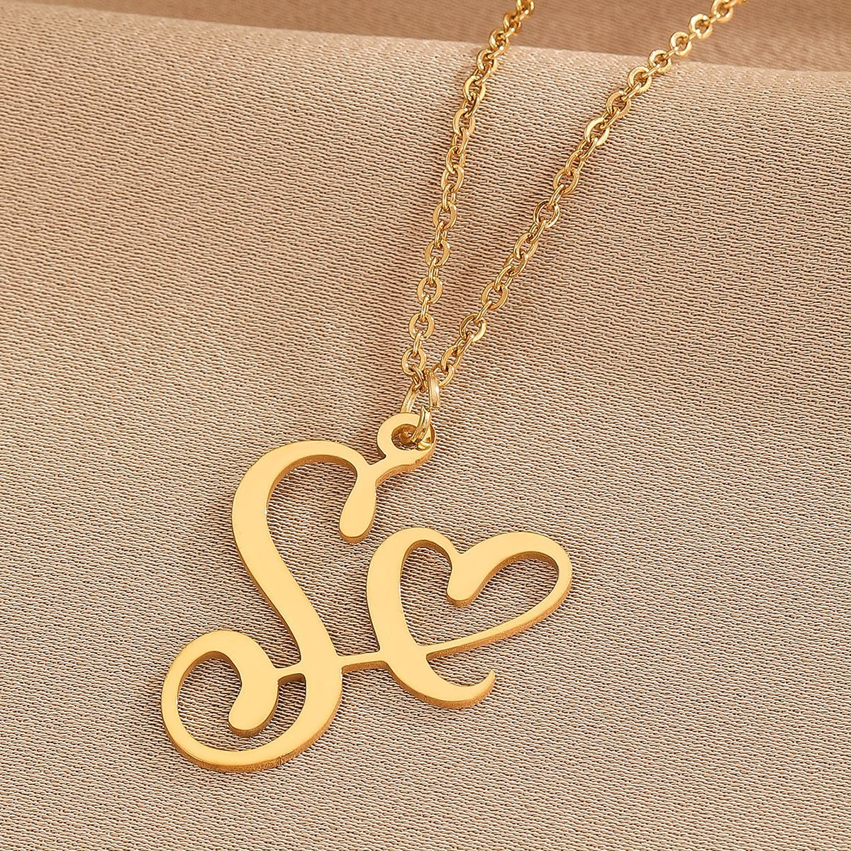 316L Stainless Steel Necklace A-Z 26 Letters Initial Pendant Necklace - Málle