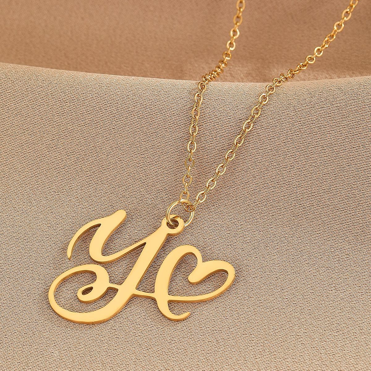 316L Stainless Steel Necklace A-Z 26 Letters Initial Pendant Necklace - Málle