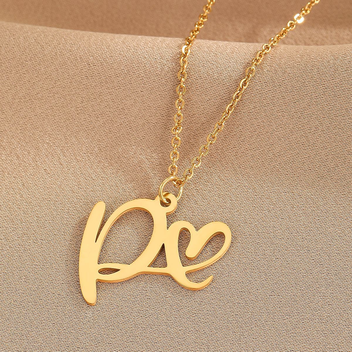 316L Stainless Steel Necklace A-Z 26 Letters Initial Pendant Necklace - Málle