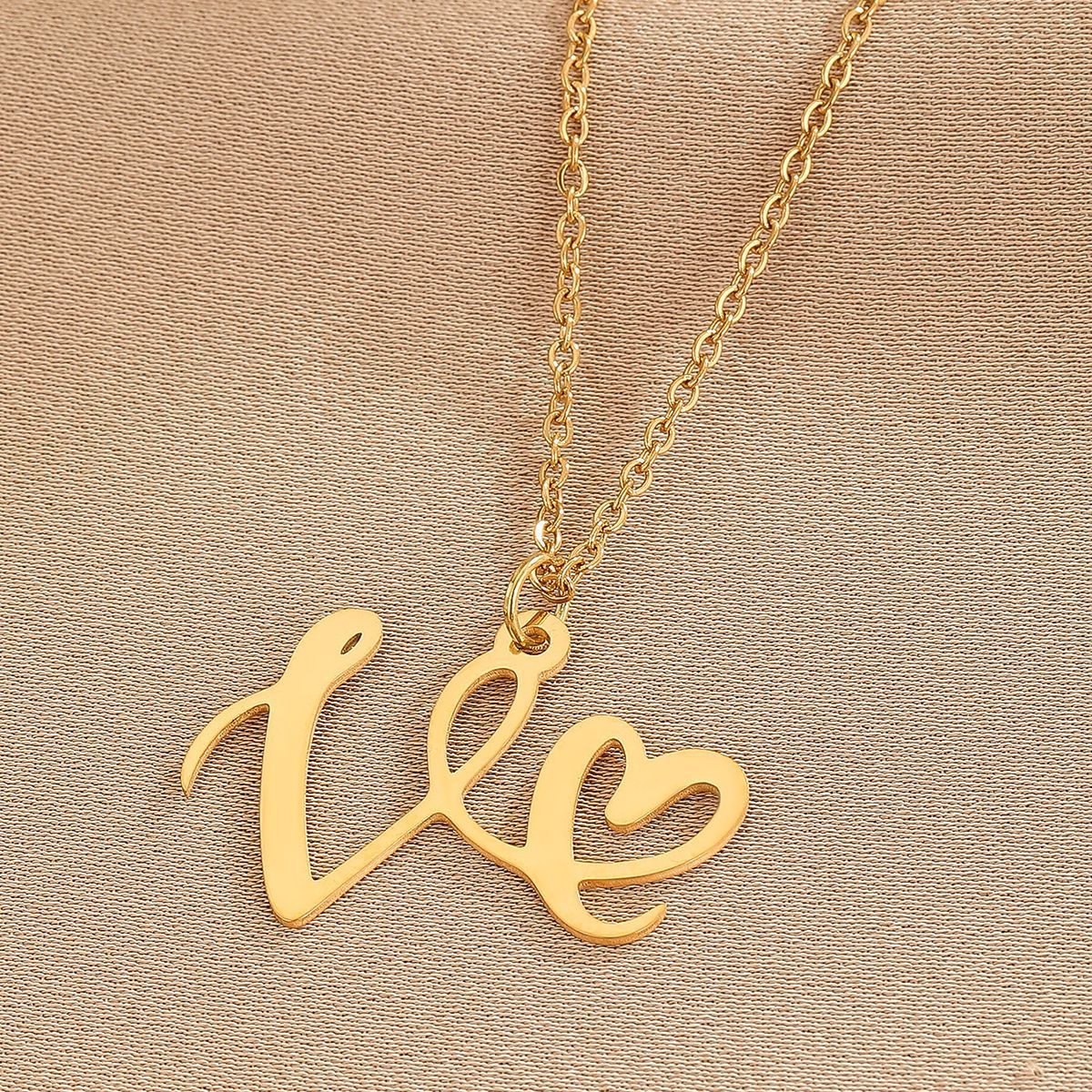 316L Stainless Steel Necklace A-Z 26 Letters Initial Pendant Necklace - Málle