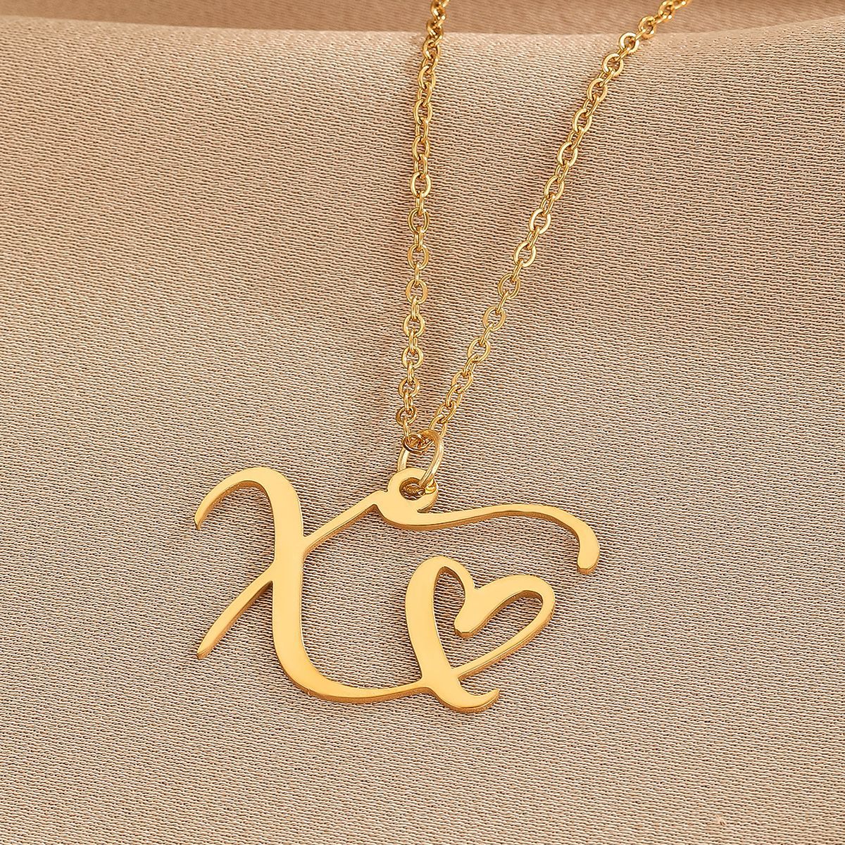 316L Stainless Steel Necklace A-Z 26 Letters Initial Pendant Necklace - Málle