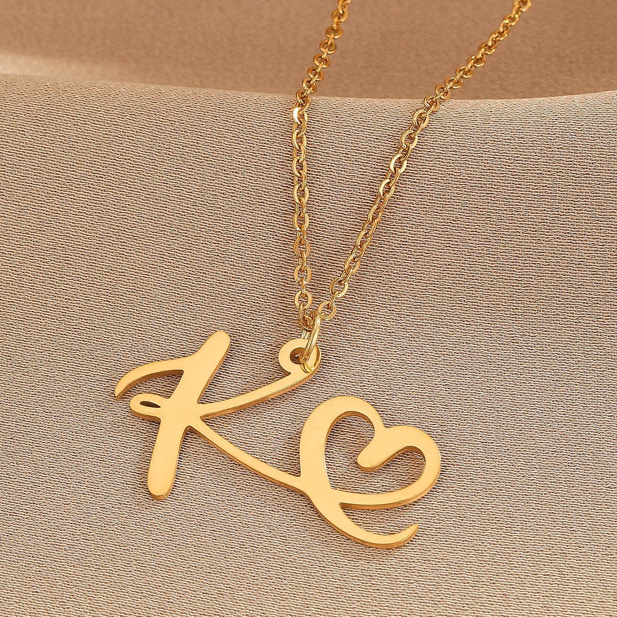 316L Stainless Steel Necklace A-Z 26 Letters Initial Pendant Necklace - Málle