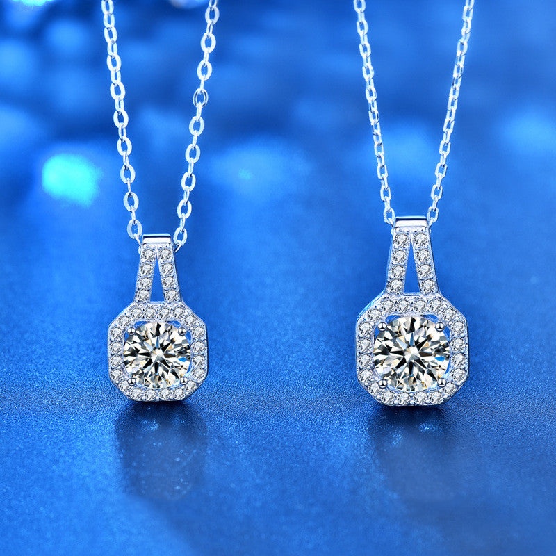 Women's 925 Sterling Silver Moissanite Princess Bag Necklace - Málle