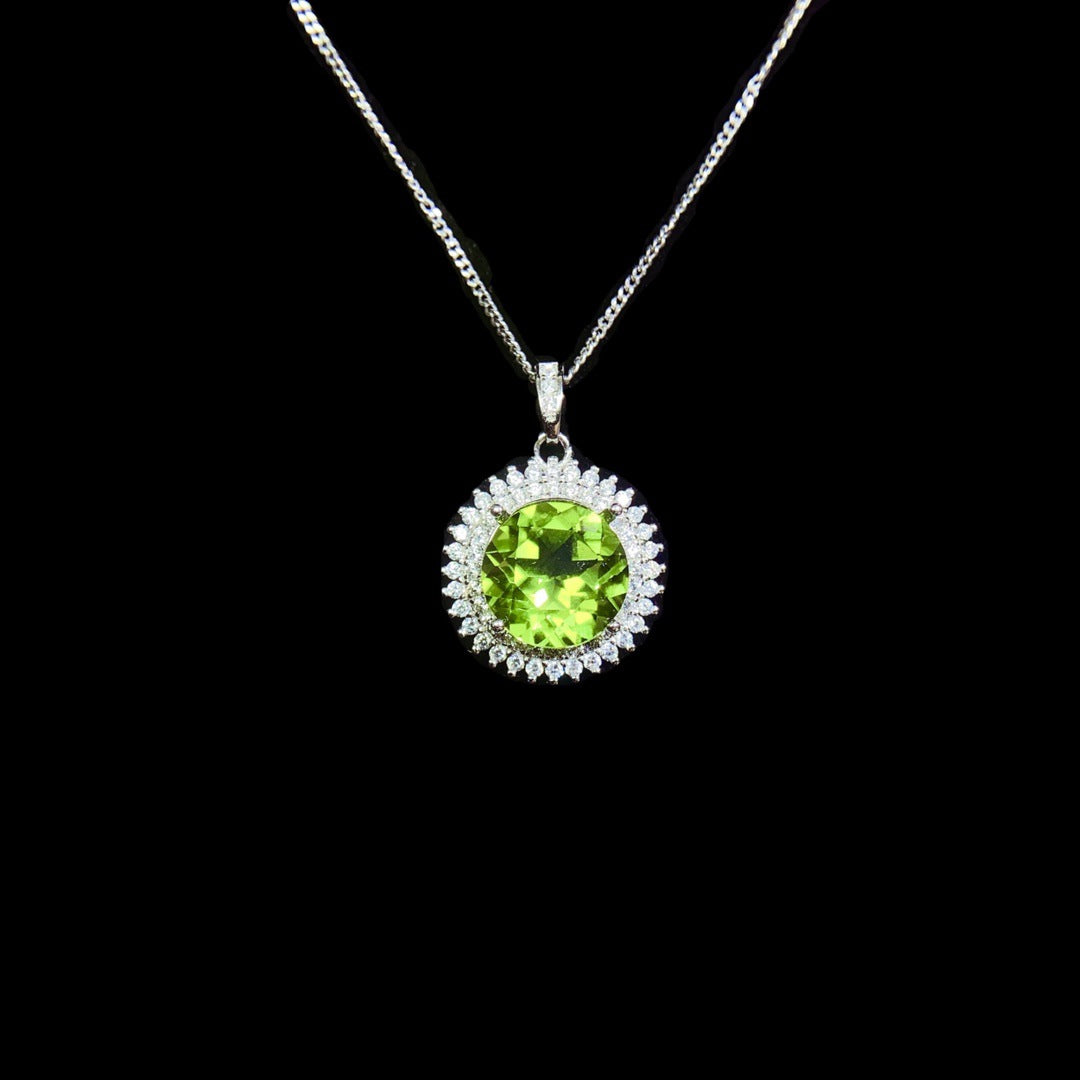 Natural Olivine Pendant Silver Female Accessories - Málle