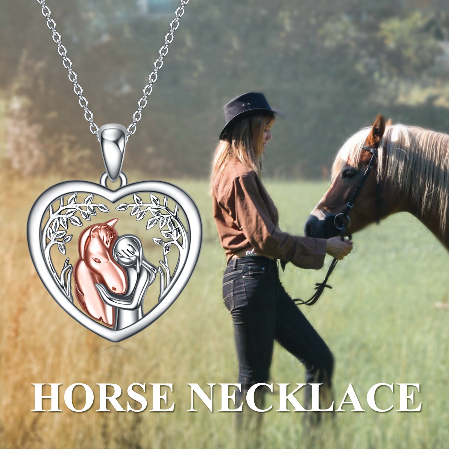 Sterling Silver Horse Pendant Necklace Girls Embrace Horse Gift for Girls - Málle