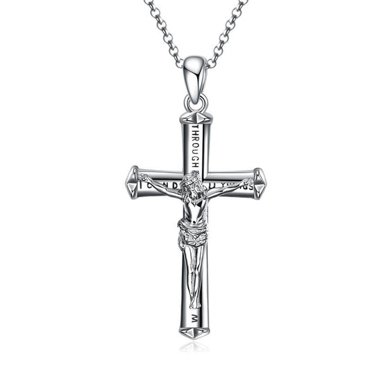 Jesus Cross Necklace Sterling Silver.