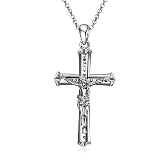 Jesus Cross Necklace Sterling Silver.