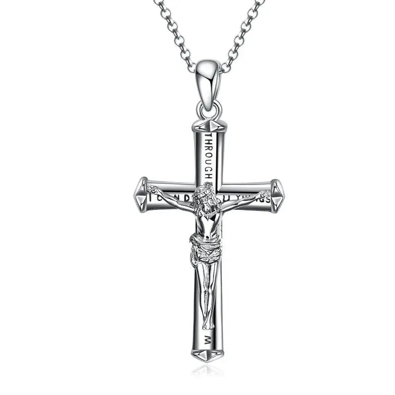 Jesus Cross Necklace Sterling Silver. - Málle
