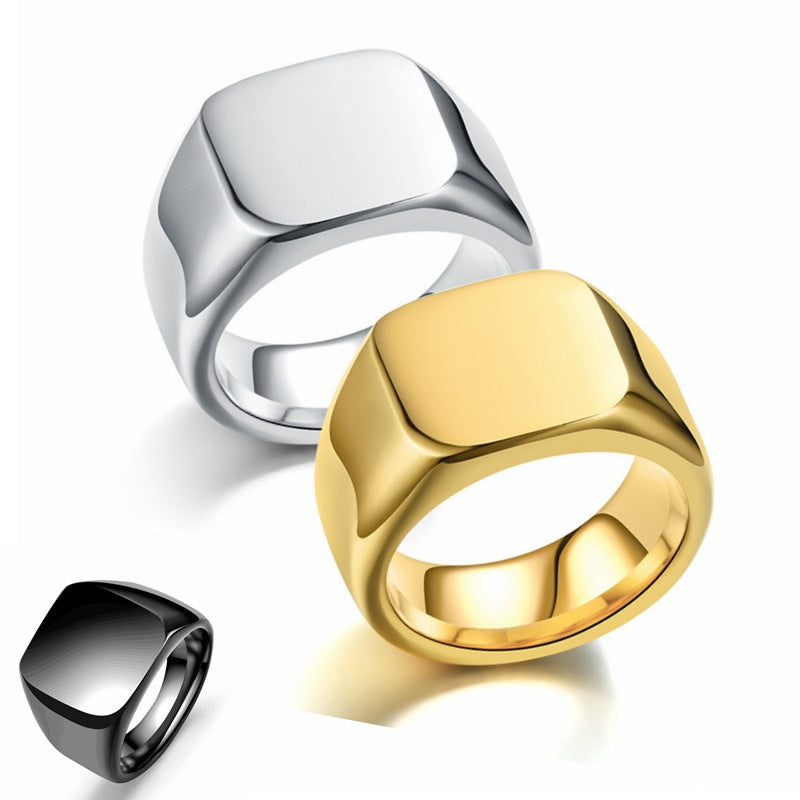 Vintage Stainless Steel Plain Face Ring Rings Jewelry Party Gift - Málle