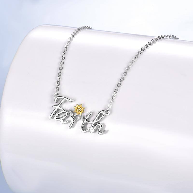 Sterling Silver Sunflower Faith Pendant Necklace For Women - Málle