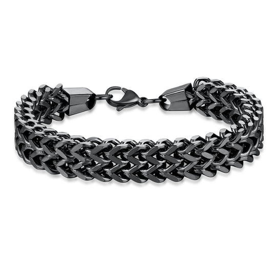 Titanium Steel Double Row Stainless Steel Hip Hop Style Titanium Steel Bracelet - Málle