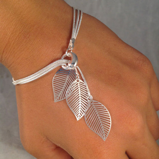 Wire Mesh Alloy Bracelet Hollow Leaf Bracelet