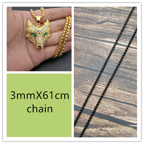 Men Stainless Steel Necklace Gold Color Viking Wolf Head Necklace Pendant With Chain Iced Out Norse Talisman Ethnic Jewelry - Málle