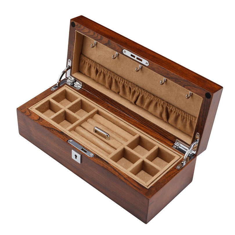 Pure Solid Wood Double-layer Jewelry Box With Lock - Málle