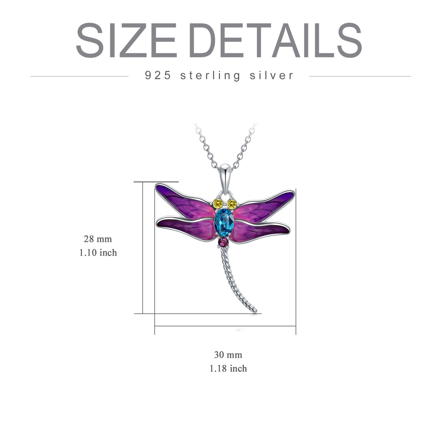Dragonfly Necklace 925 Sterling Silver Dragonfly Pendant Necklaces with Crystal Jewelry Birthday Gifts for Women Teen Girls - Málle
